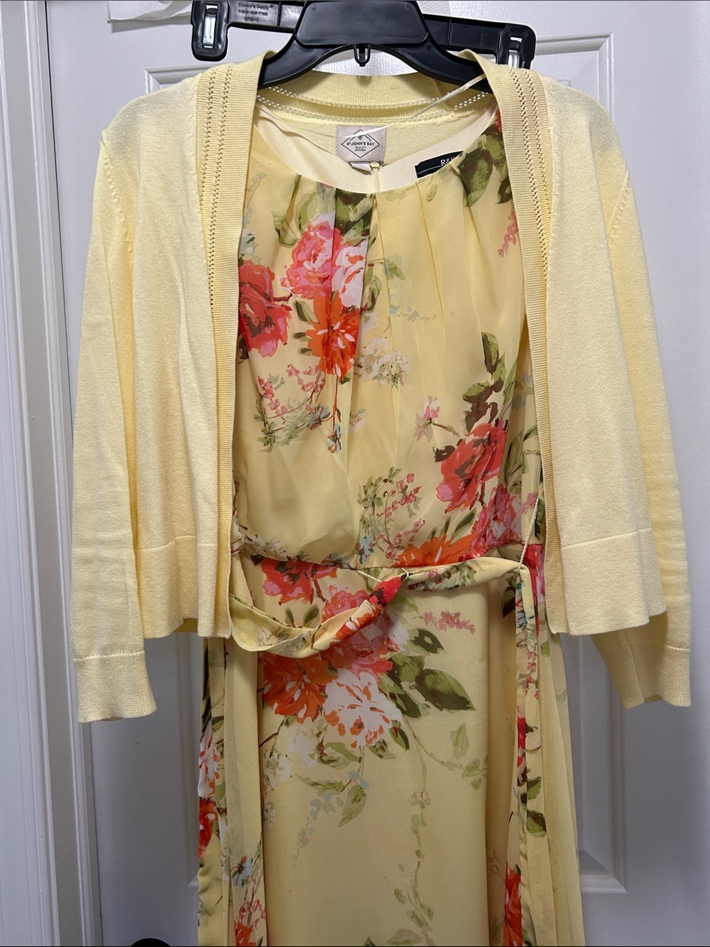 R&K Yellow Floral Midi Dress with matching shrug